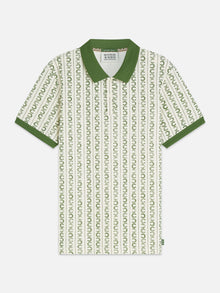 Microprinted Regular Fit Polo - Horseshoe Stripe Eggnog