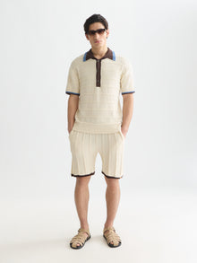 Structured Knitted Shorts - Eggnog
