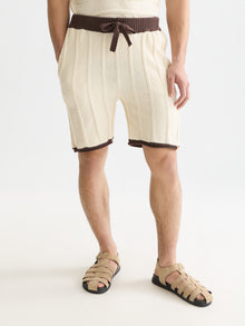 Structured Knitted Shorts - Eggnog