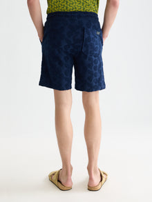 Bermuda Fave Terry Jacquard coupe décontractée - Bleu concours