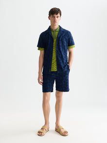 Bermuda Fave Terry Jacquard coupe décontractée - Bleu concours