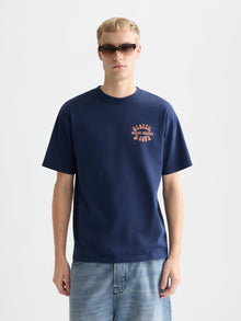 T-shirt coupe décontractée avec motif recto verso - Bleu concours