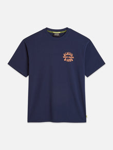 T-shirt coupe décontractée avec motif recto verso - Bleu concours