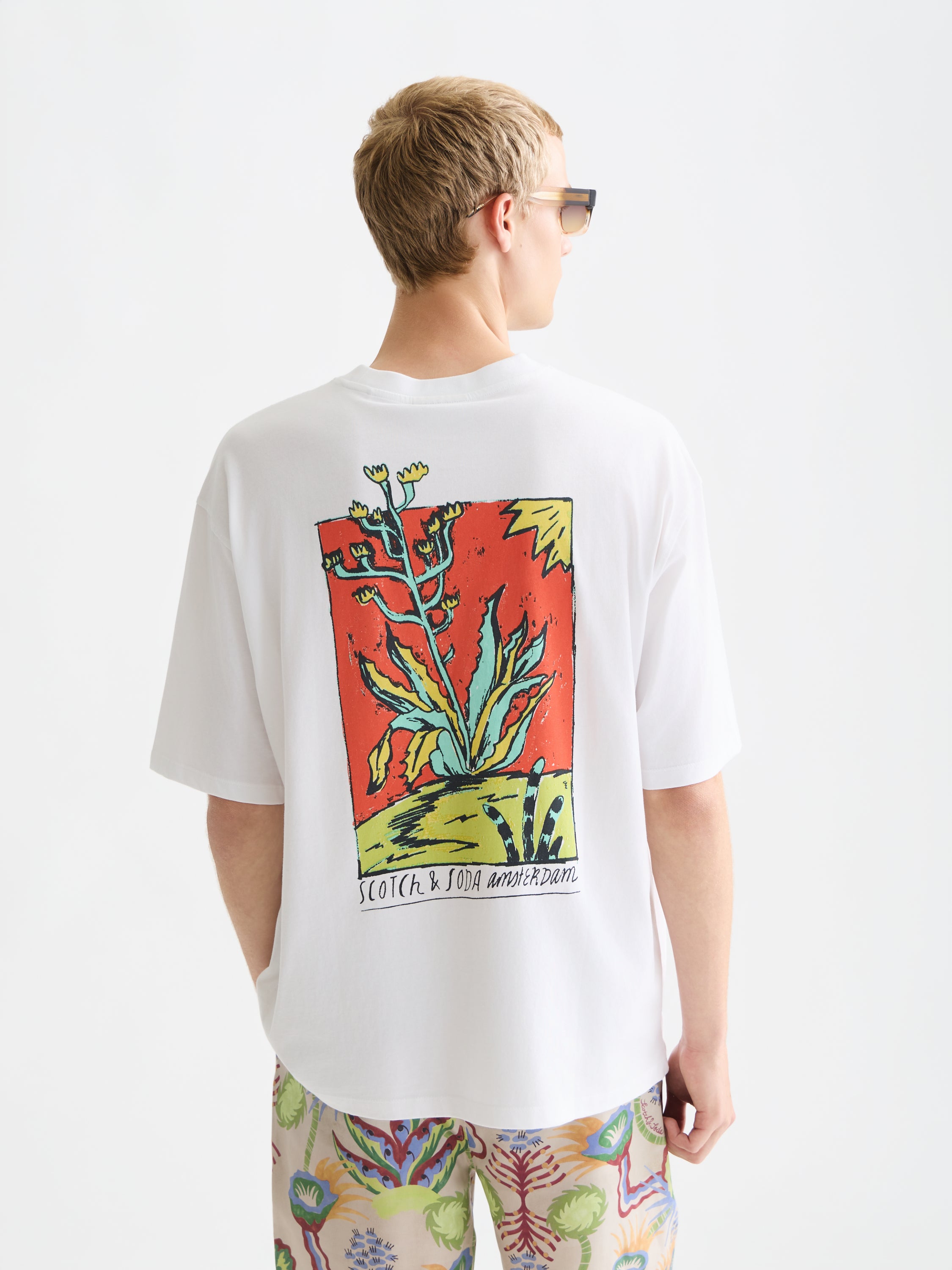 T-shirt ample à motif recto verso - Blanc éclatant