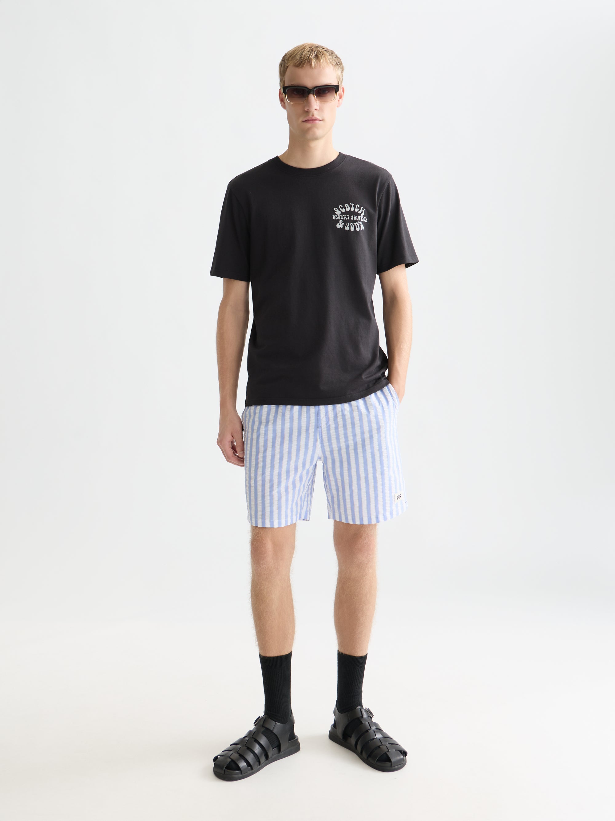 Striped Midlength Swim Shorts - Classic Stripe Infinity