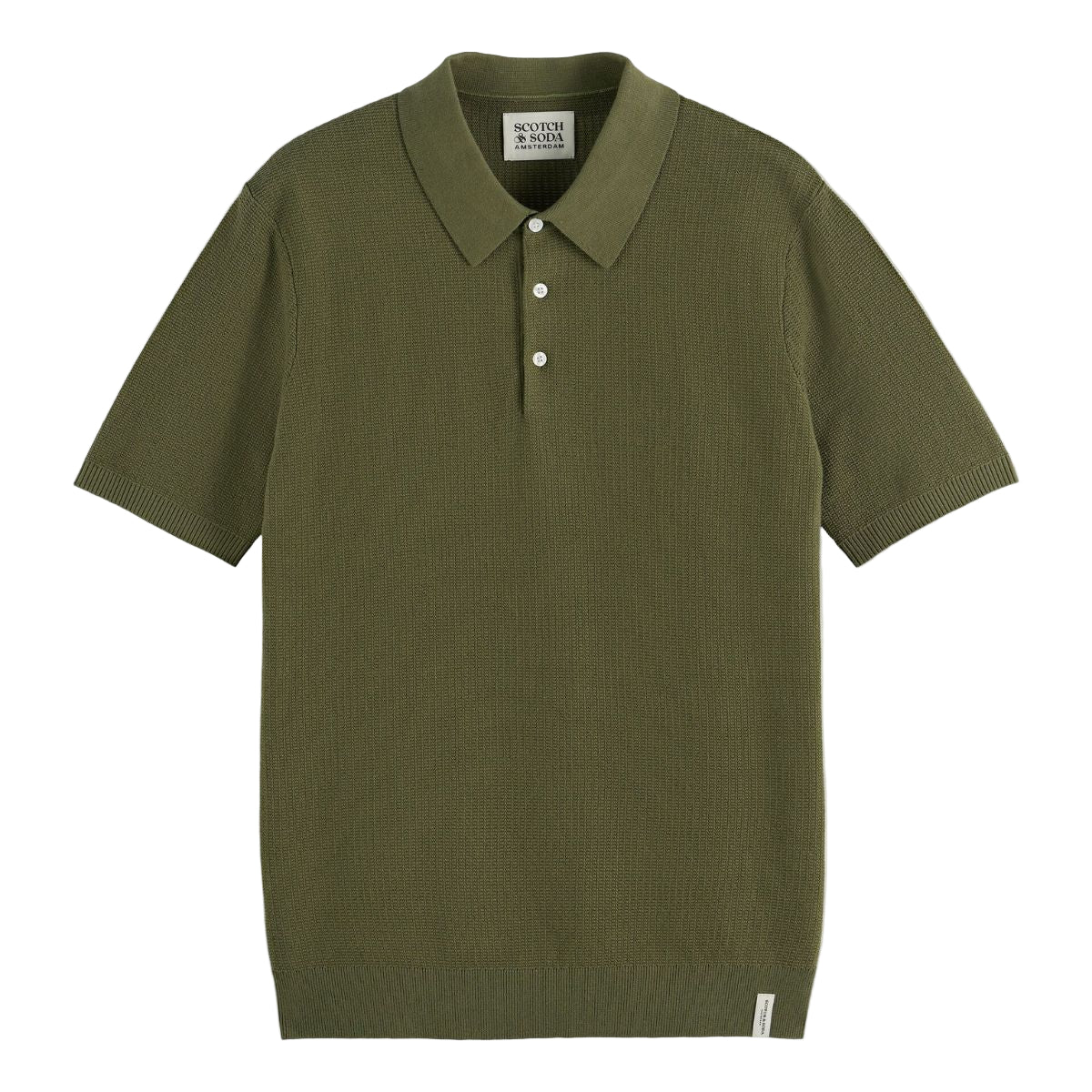 Structured Knitted Regular Fit Polo - Olive
