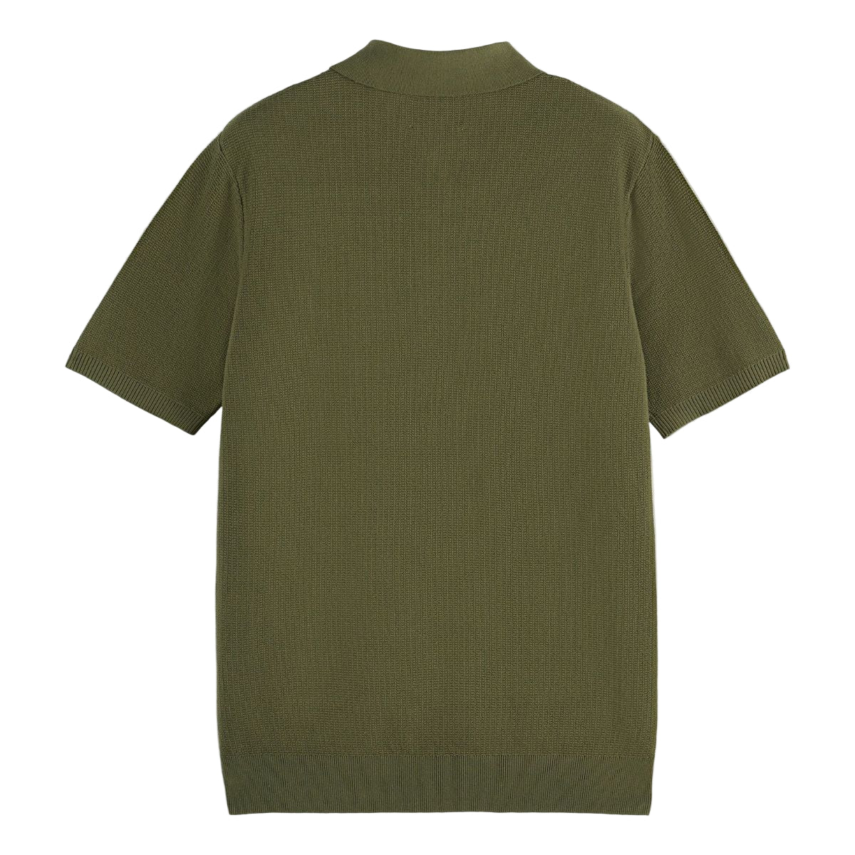 Structured Knitted Regular Fit Polo - Olive