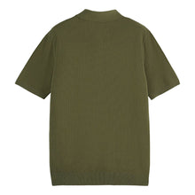 Structured Knitted Regular Fit Polo - Olive