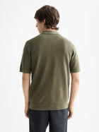 Structured Knitted Regular Fit Polo - Olive Night