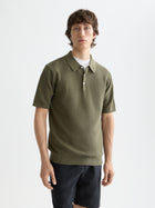 Structured Knitted Regular Fit Polo - Olive Night