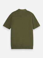 Structured Knitted Regular Fit Polo - Olive Night