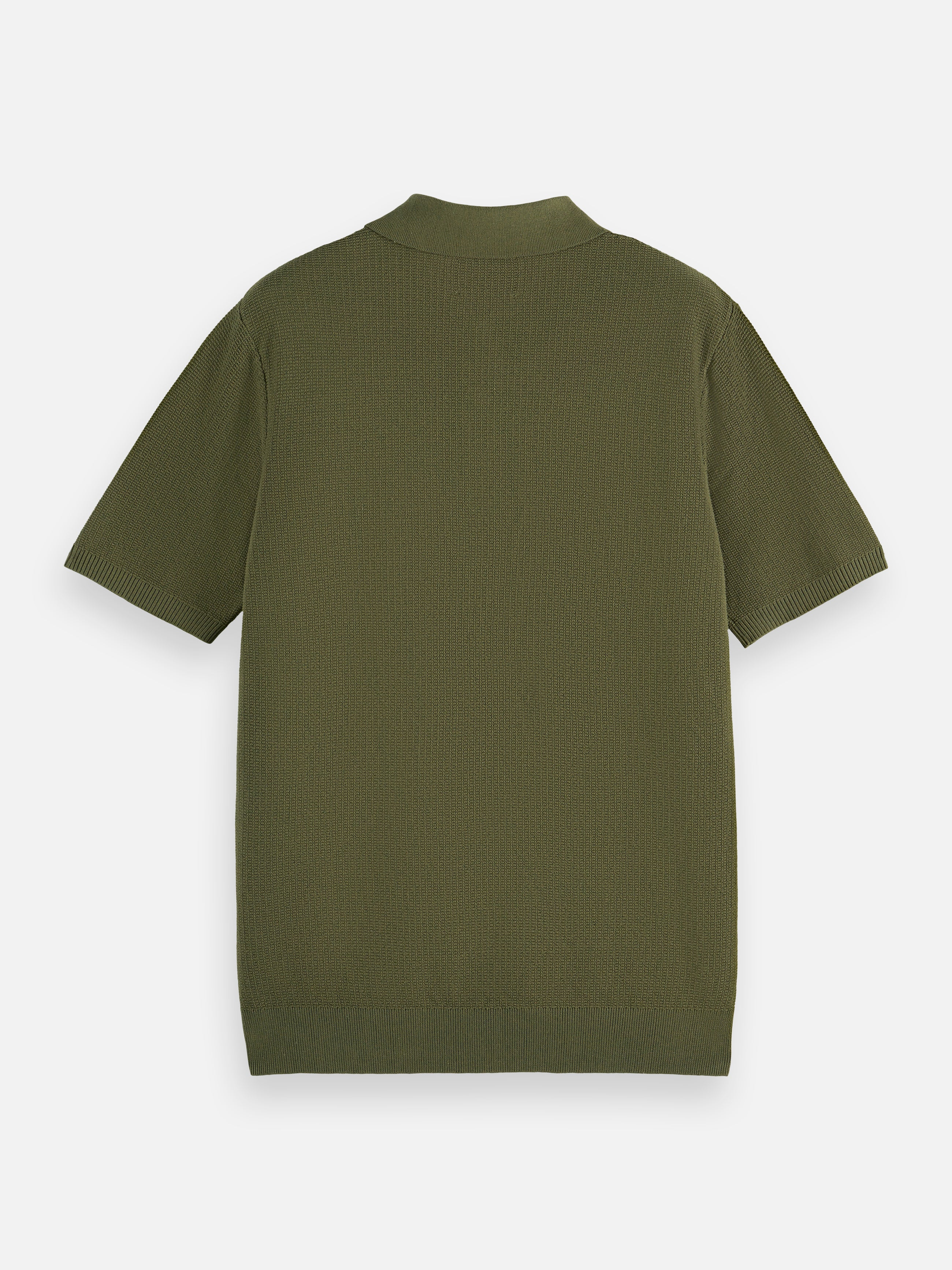 Structured Knitted Regular Fit Polo - Olive Night