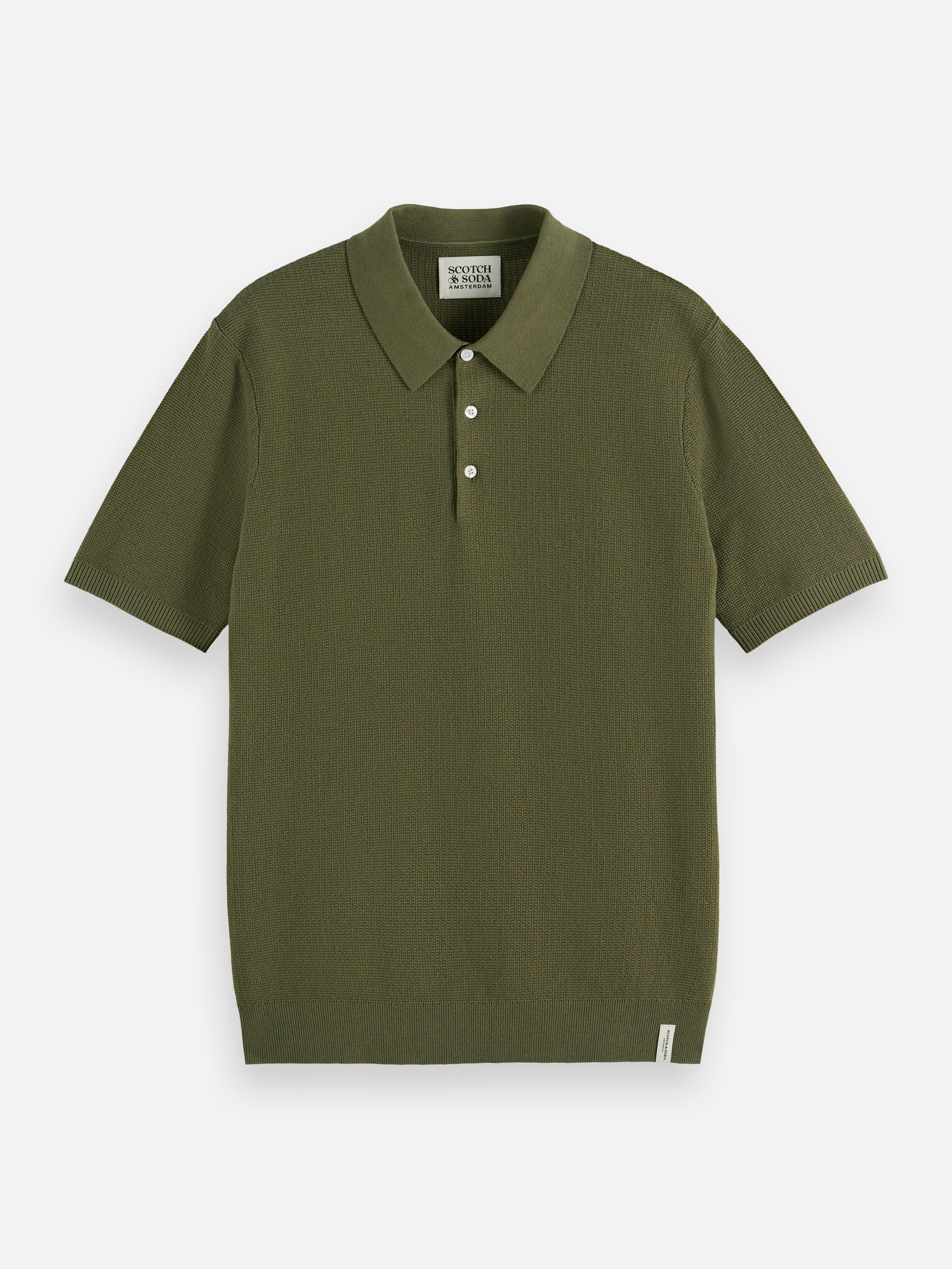 Structured Knitted Regular Fit Polo - Olive Night