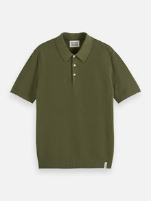 Structured Knitted Regular Fit Polo - Olive Night