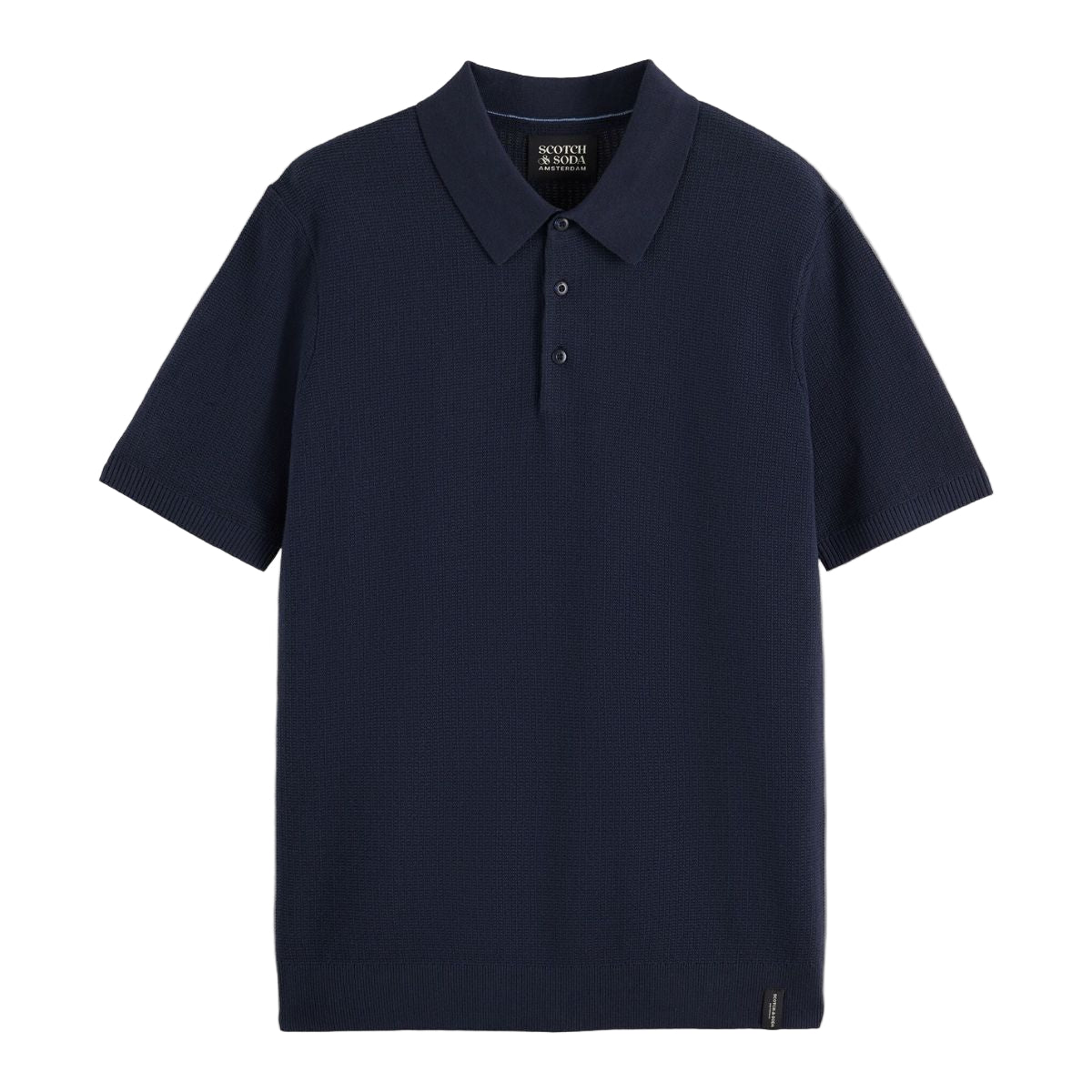 Structured Knitted Regular Fit Polo - Navy