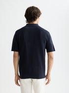 Structured Knitted Regular Fit Polo - Sky Captain