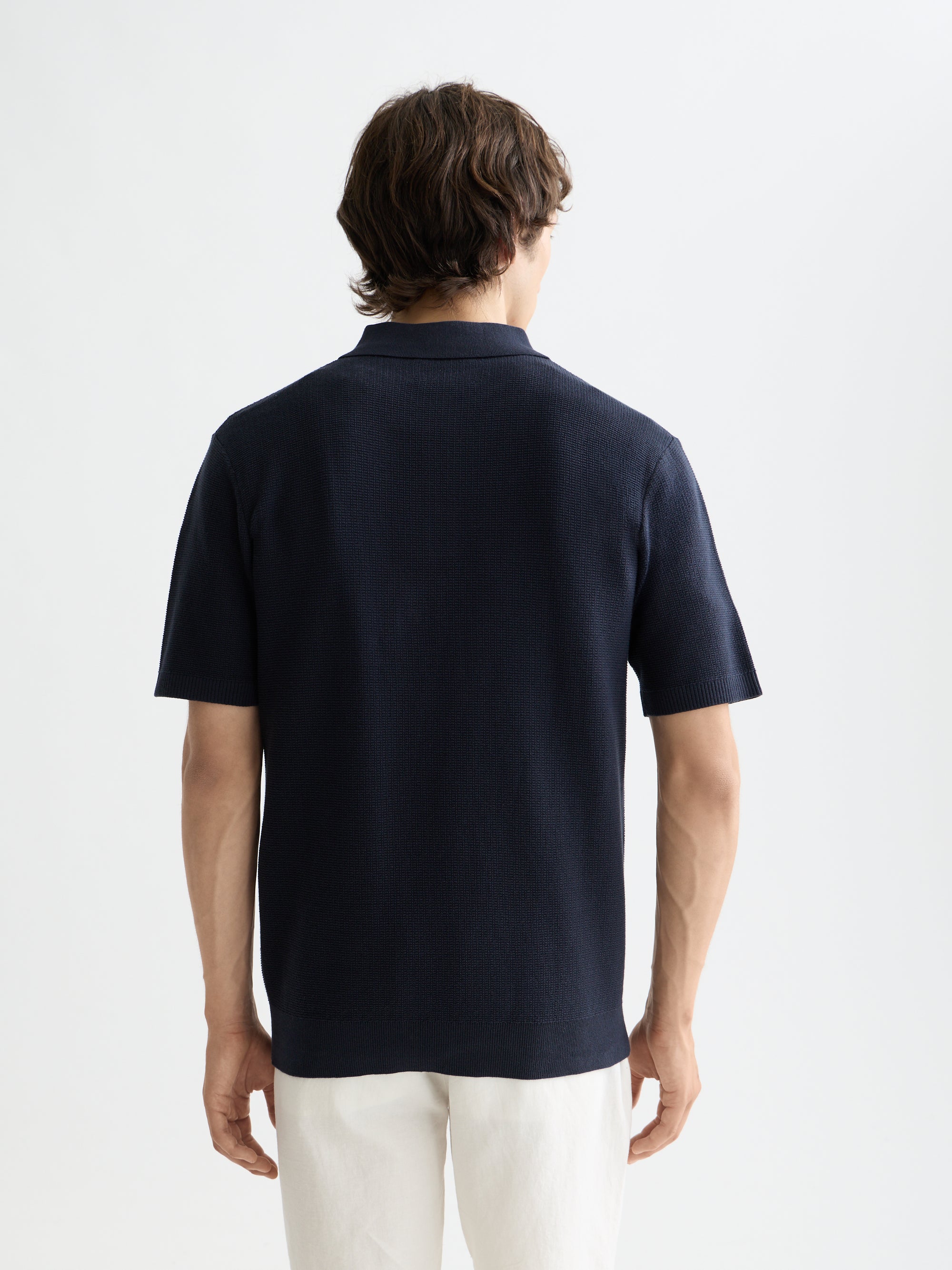 Structured Knitted Regular Fit Polo - Sky Captain