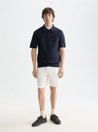 Structured Knitted Regular Fit Polo - Sky Captain