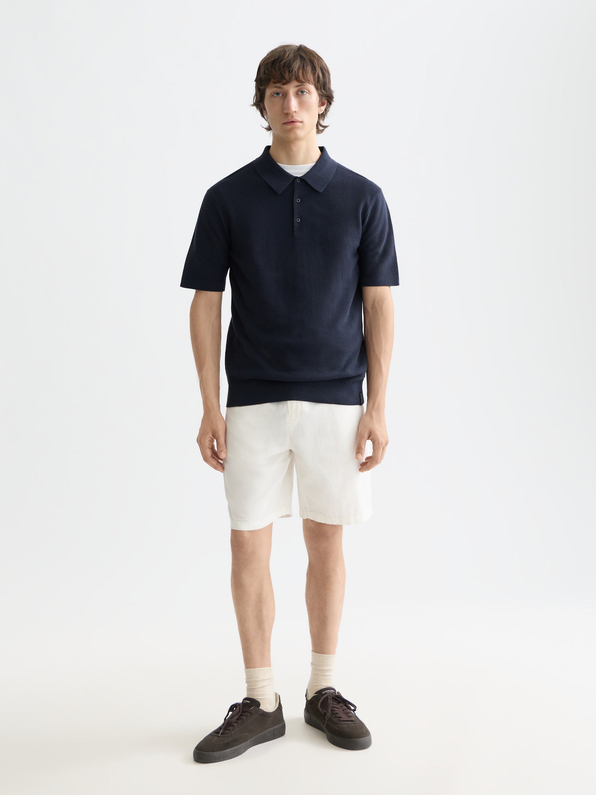 Structured Knitted Regular Fit Polo - Sky Captain