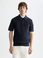 Structured Knitted Regular Fit Polo - Sky Captain