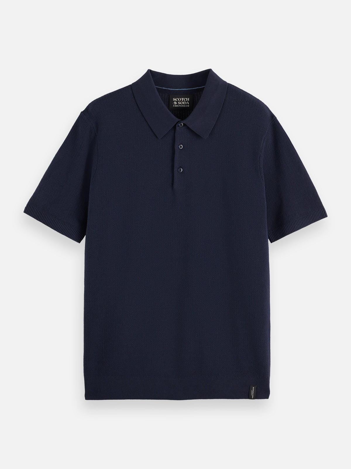 Polo structuré en maille, coupe classique - Bleu marine-4