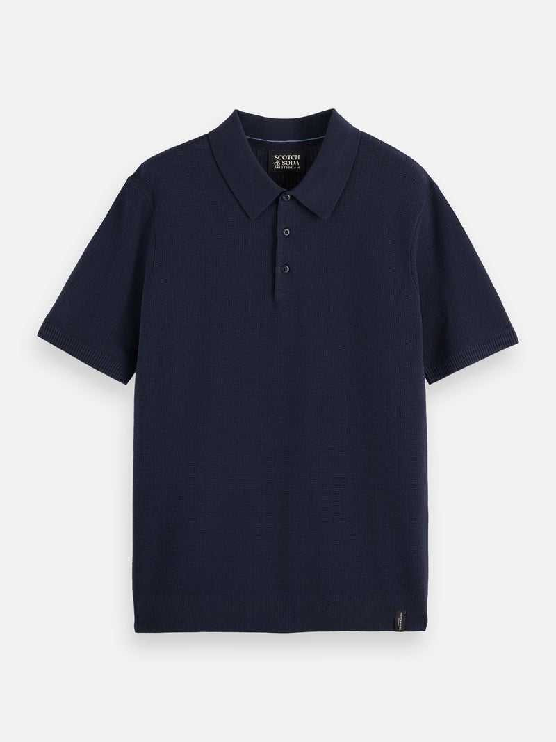 Structured Knitted Regular Fit Polo - Sky Captain