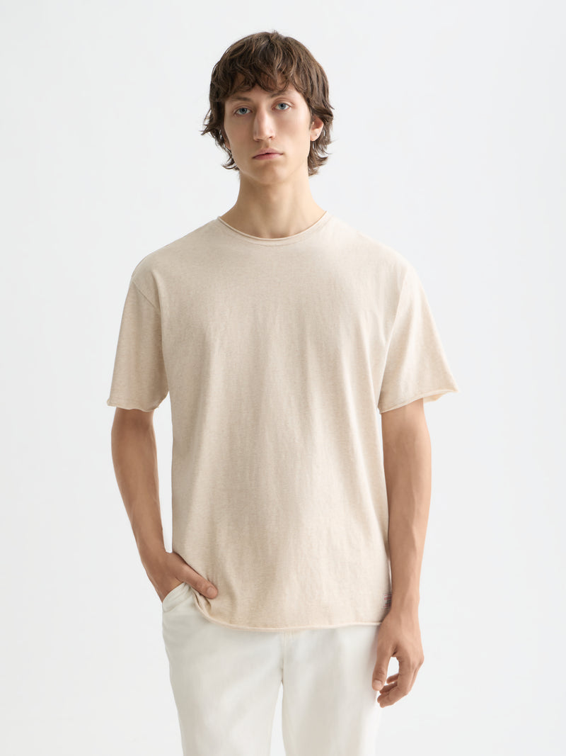 Core Rawedged Relaxed Fit Garmentdyed T-Shirt - Oatmeal Melange
