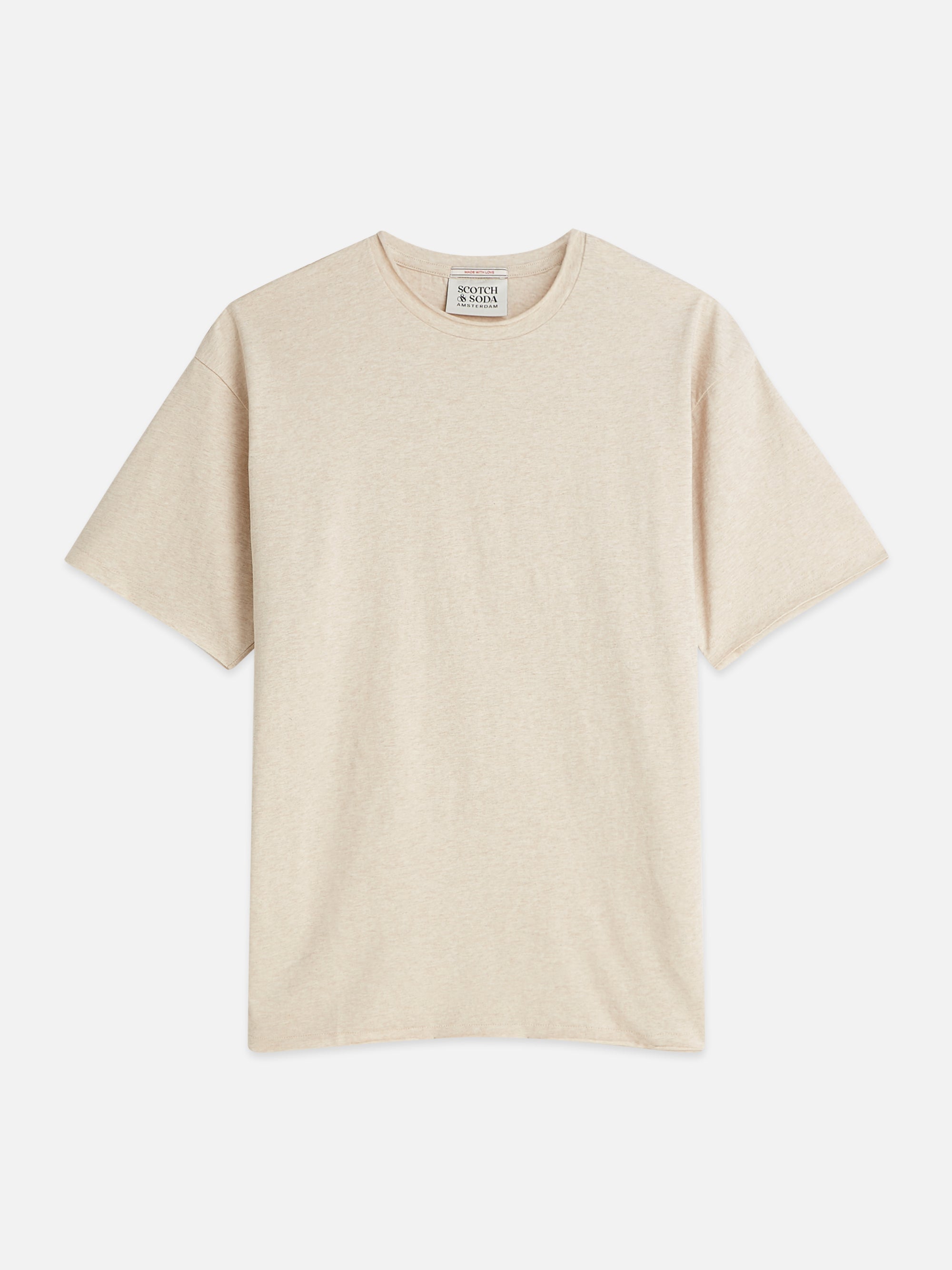 Core Rawedged Relaxed Fit Garmentdyed T-Shirt - Oatmeal Melange