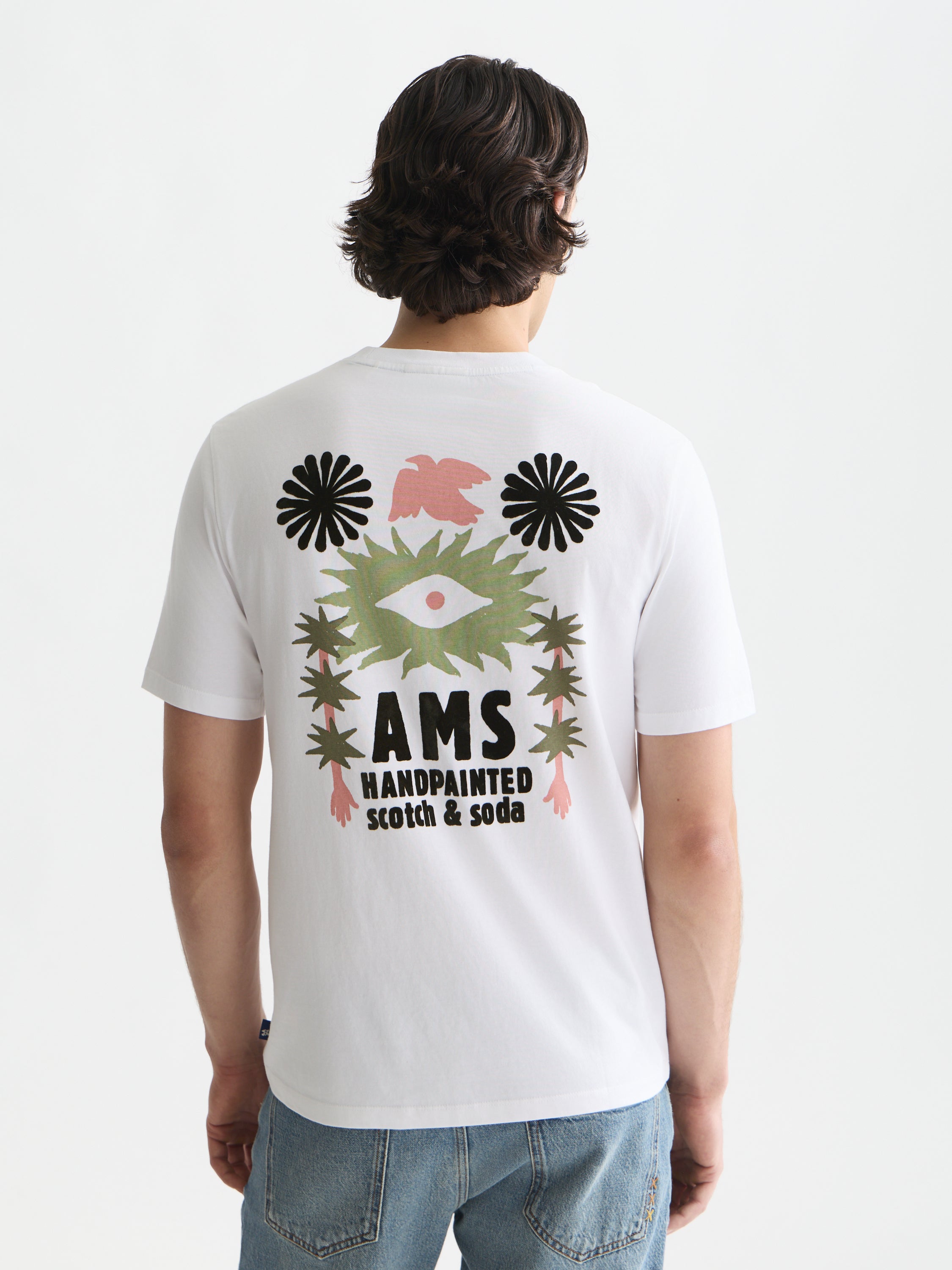 Front And Back Artwork Relaxed Fit T-Shirt - White and green