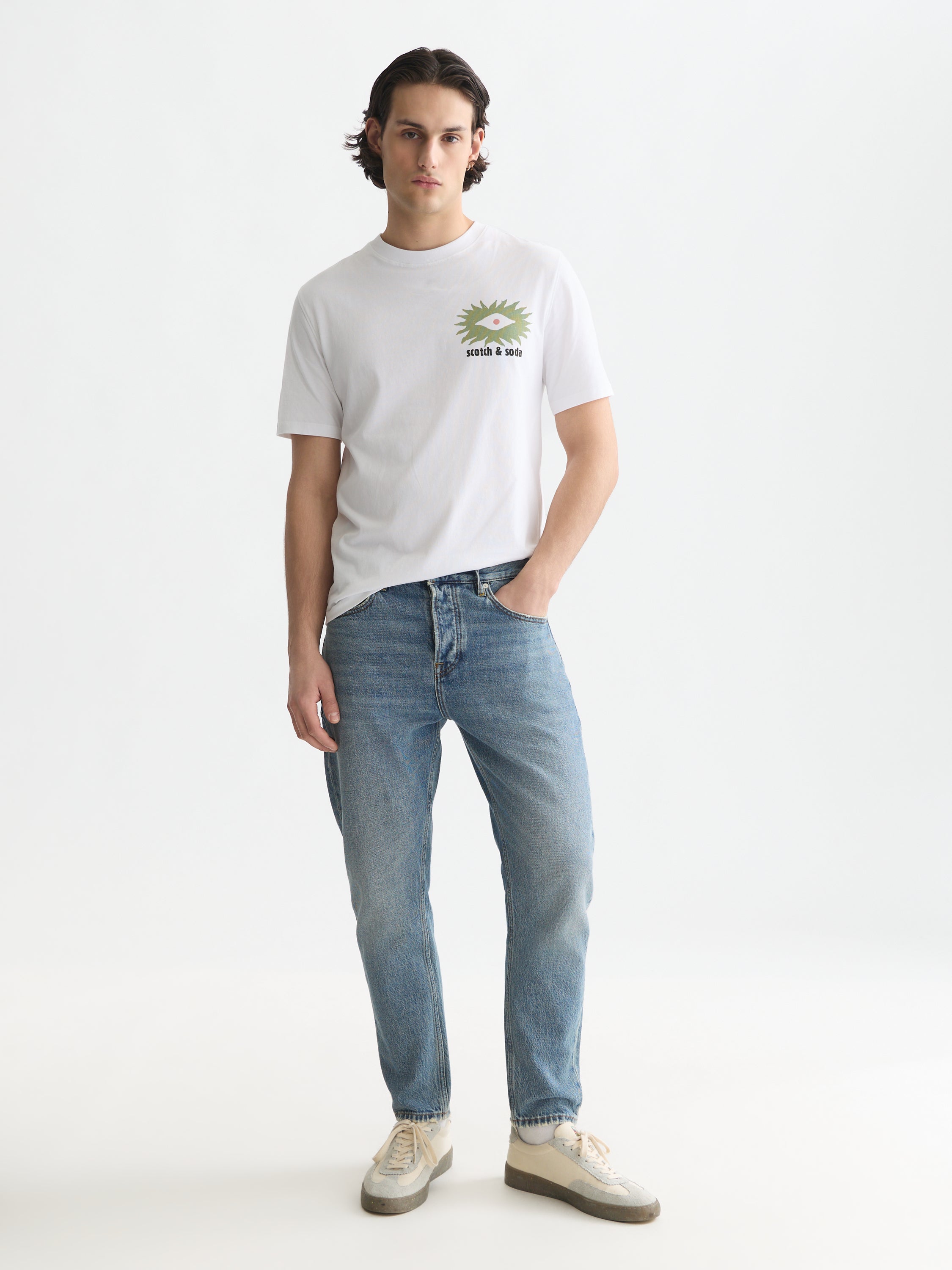 Front And Back Artwork Relaxed Fit T-Shirt - White and green