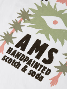 Front And Back Artwork Relaxed Fit T-Shirt - White and green