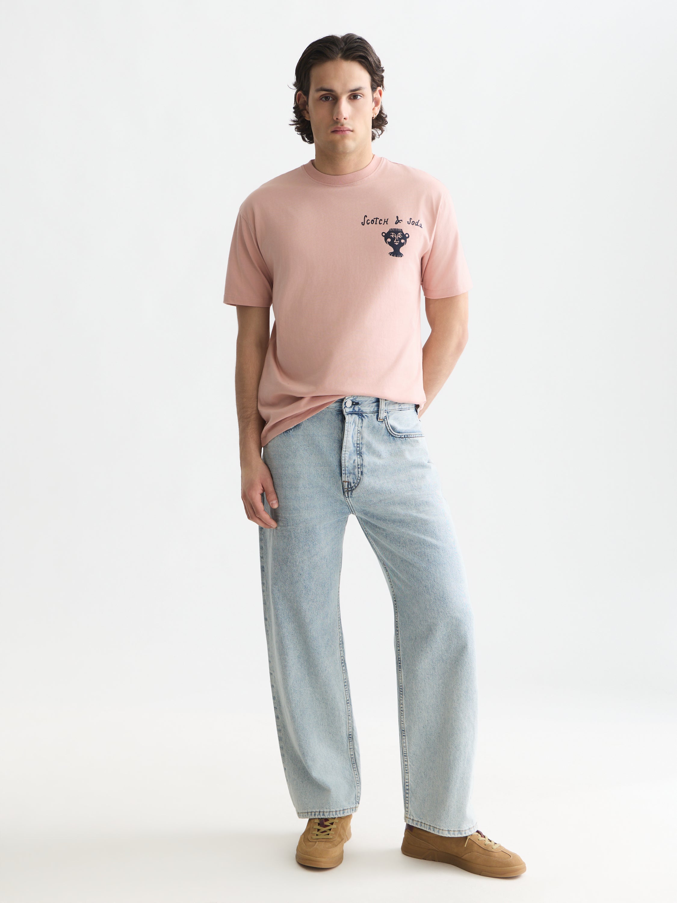 Front And Back Artwork Relaxed Fit T-Shirt - Misty Rose
