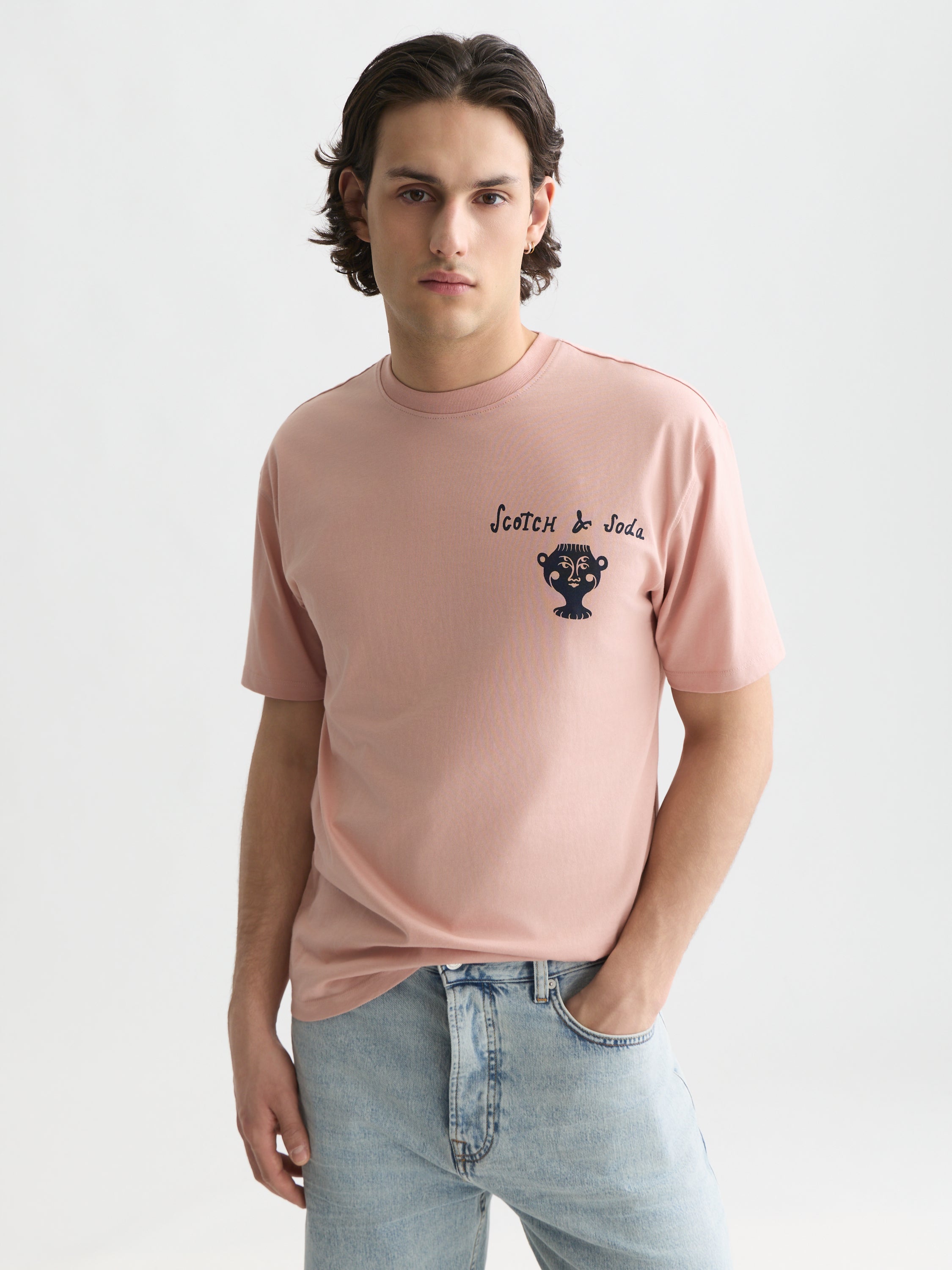 Front And Back Artwork Relaxed Fit T-Shirt - Misty Rose