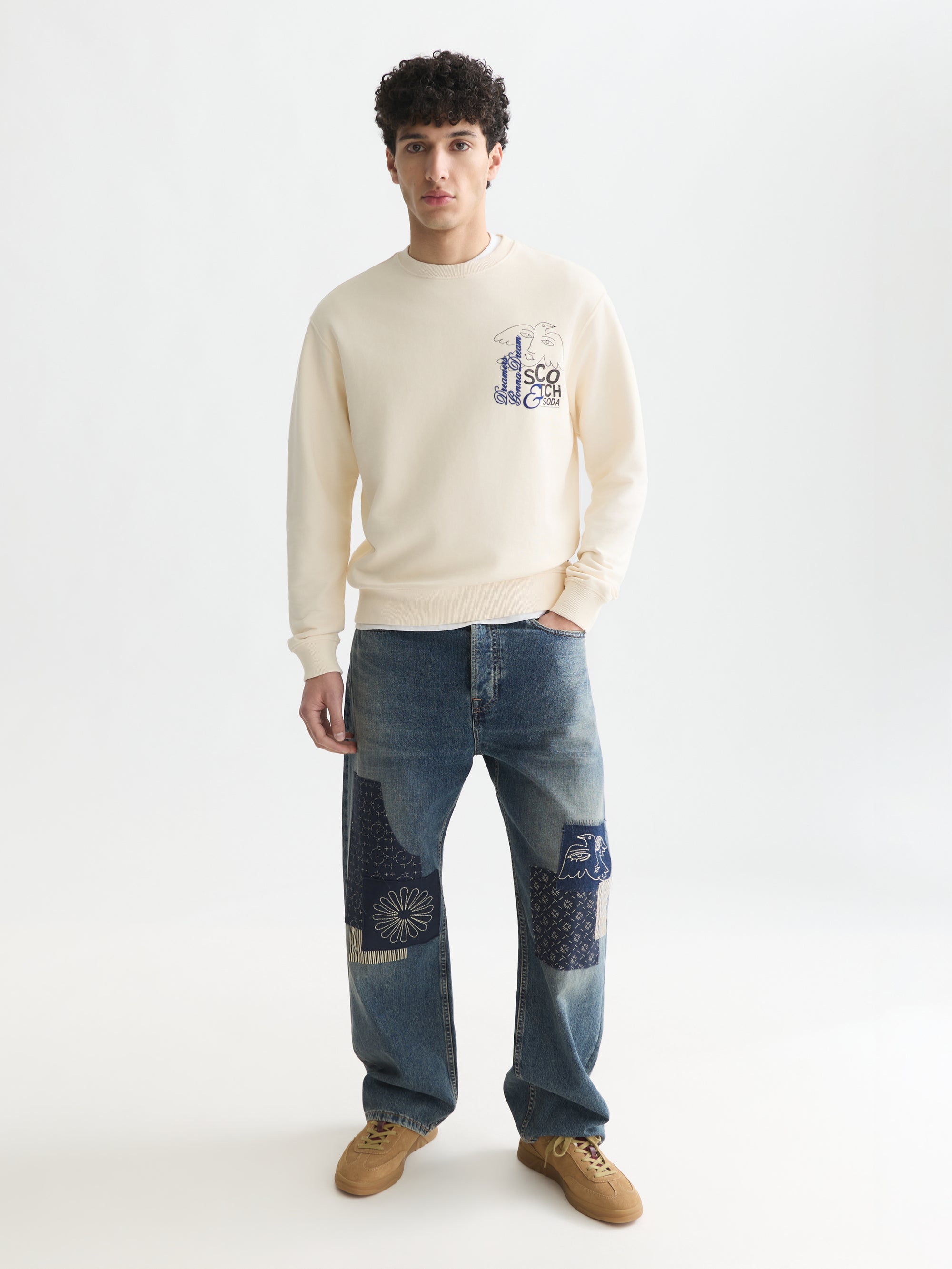 Front And Back Artwork Regular Fit Sweatshirt - White