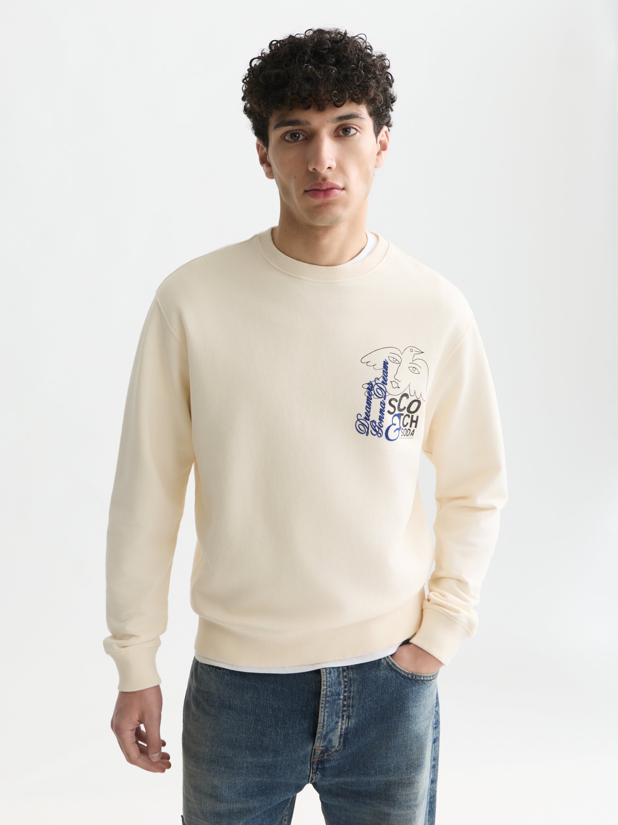 Front And Back Artwork Regular Fit Sweatshirt - White