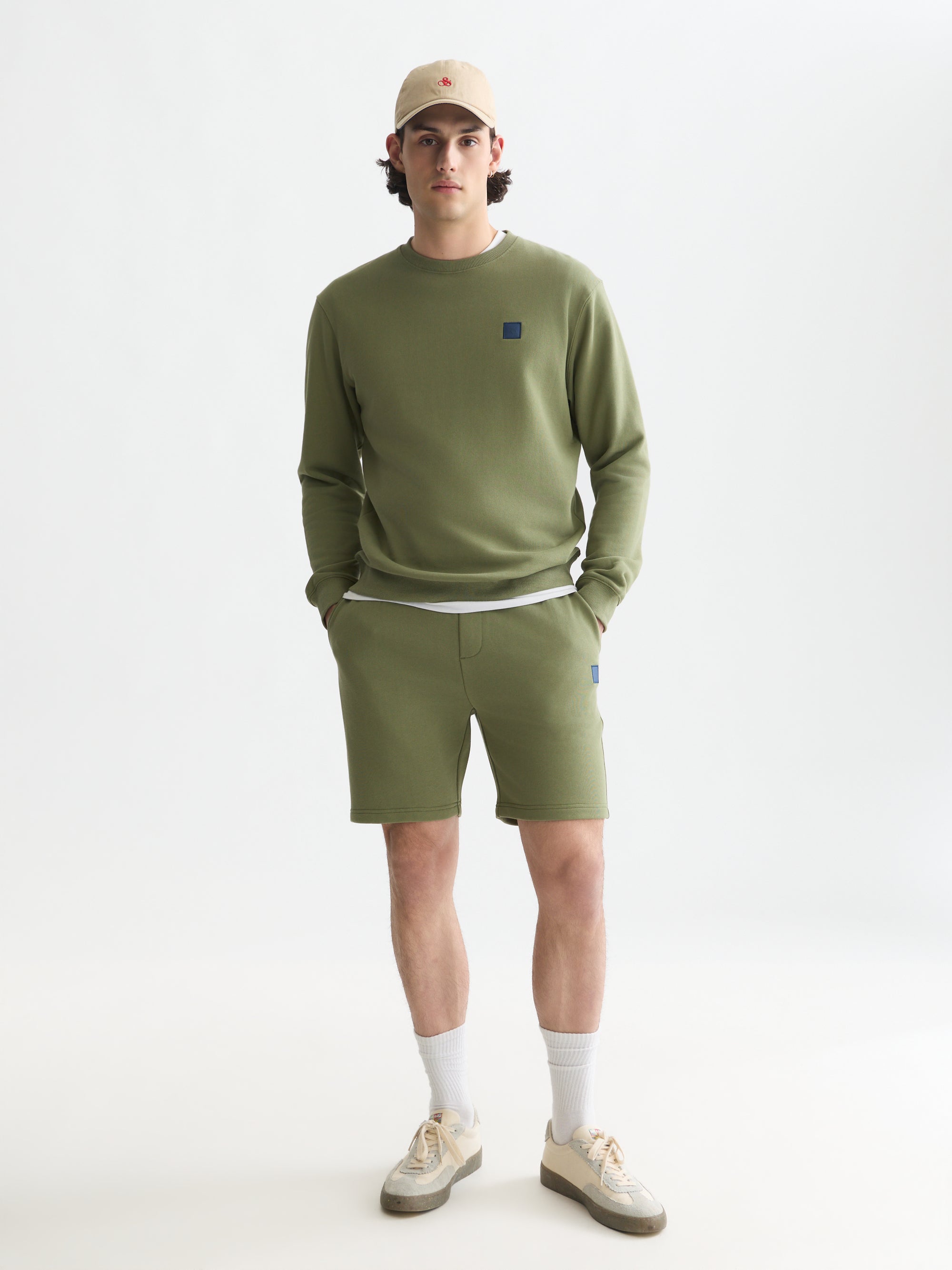 Logo Badge Regular Fit Sweatshorts - Oil Green
