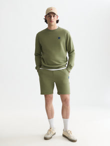 Logo Badge Regular Fit Sweatshorts - Oil Green