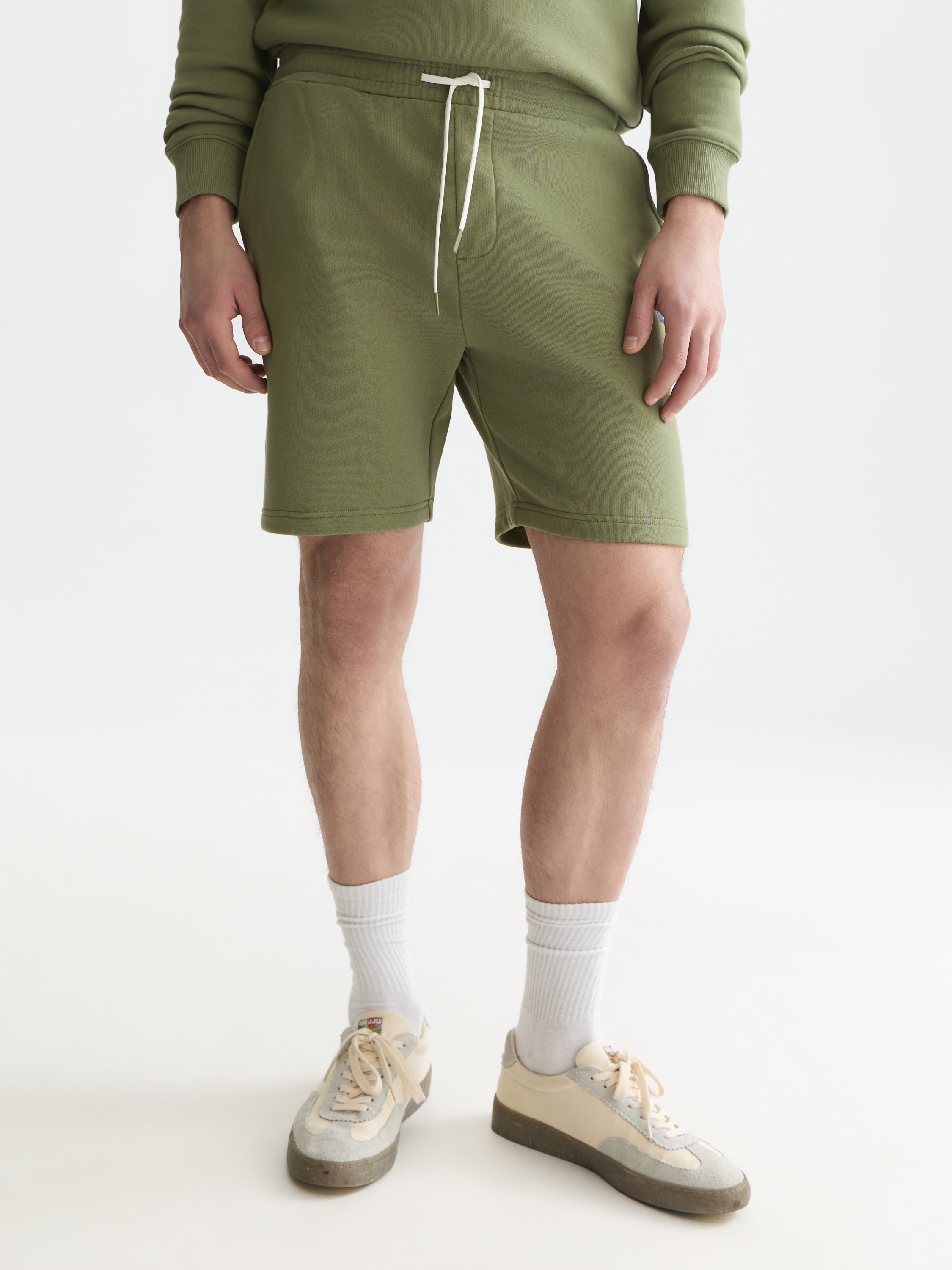 Logo Badge Regular Fit Sweatshorts - Oil Green