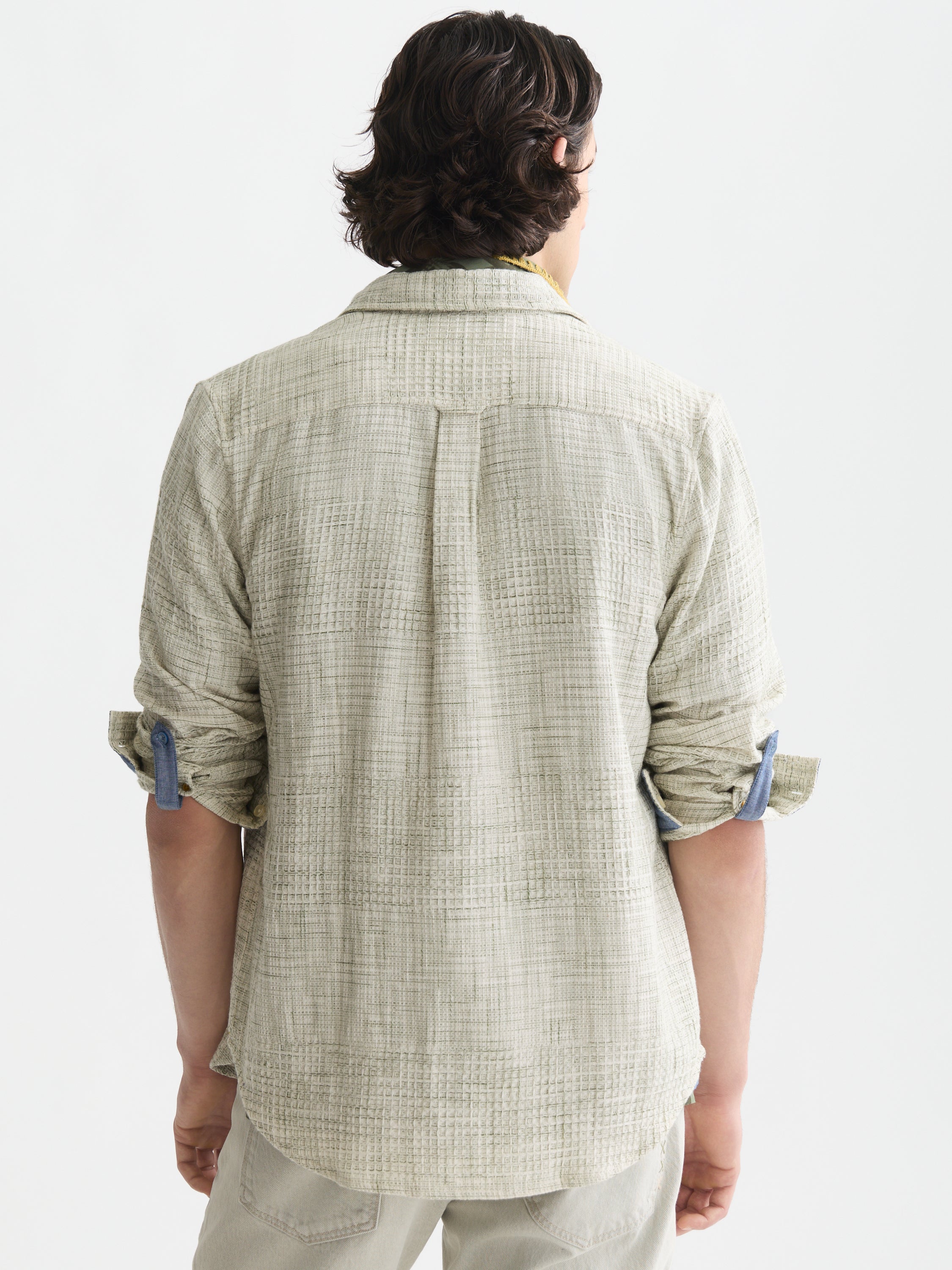 Melange Waffle Regular Fit Shirt - Oil Green