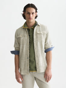 Melange Waffle Regular Fit Shirt - Oil Green