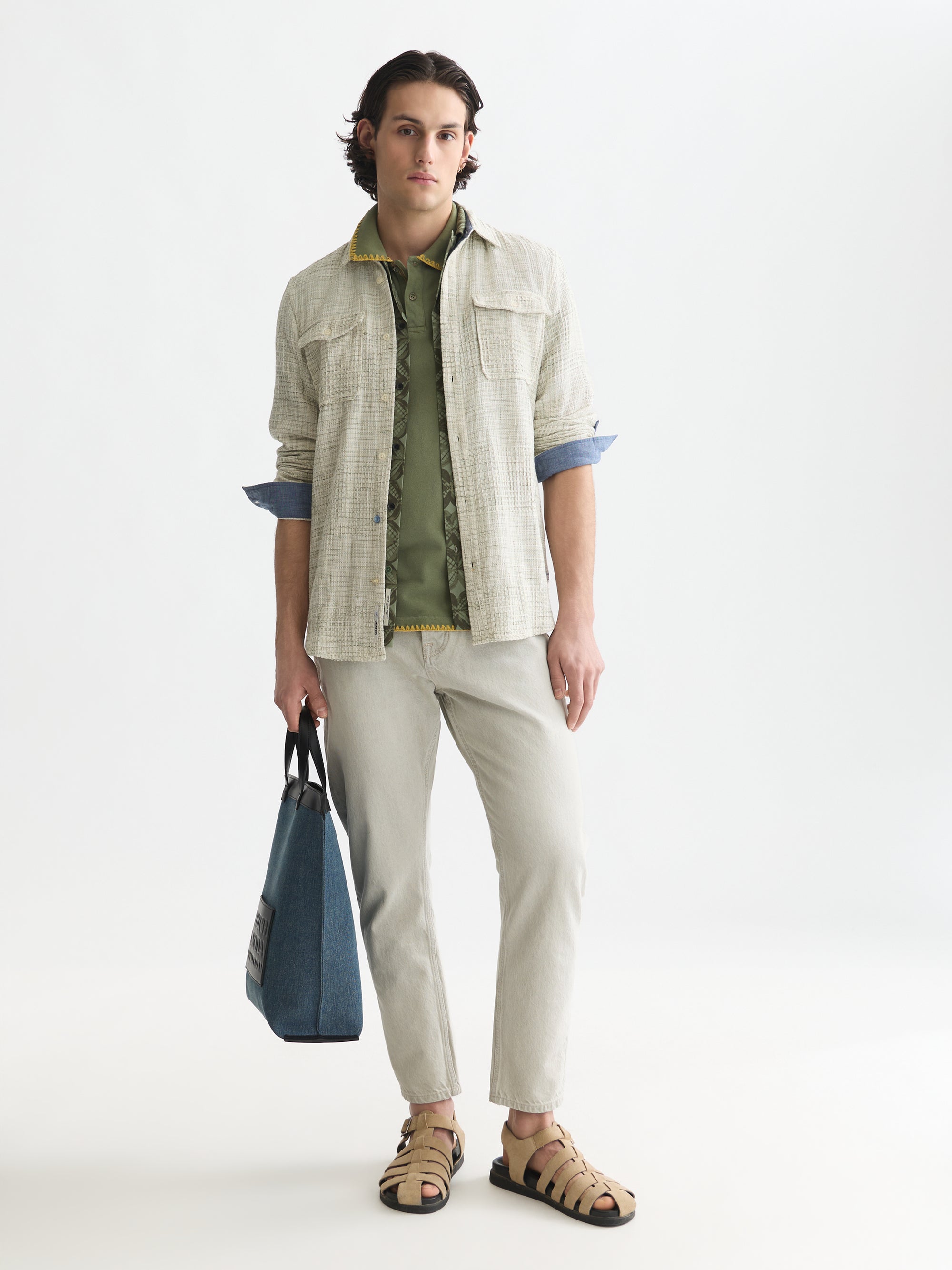 Melange Waffle Regular Fit Shirt - Oil Green