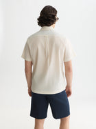 Jacquard Seer-Sucker Regular Fit Short-Sleeved Shirt - Eggnog
