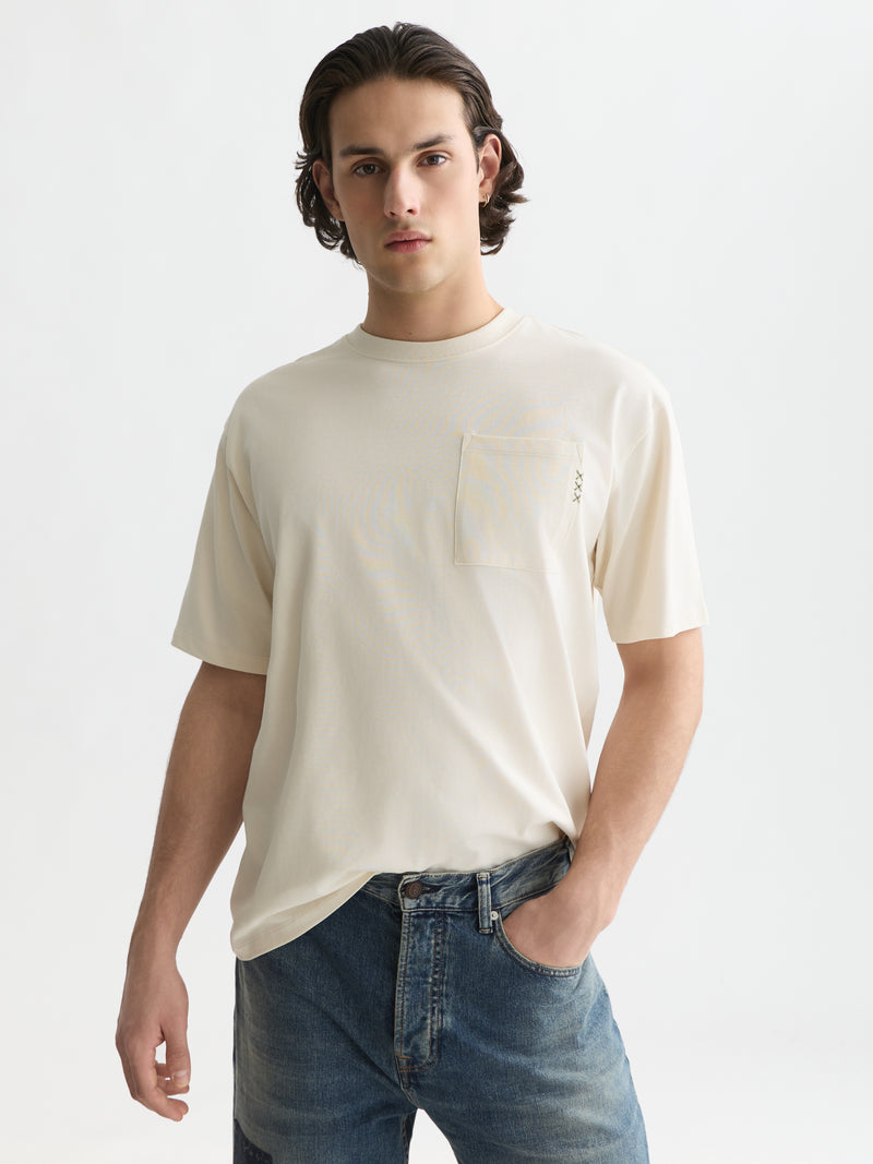 Seasonal Core 3 Crosses Chest Pocket Loose Fit T-Shirt - Eggnog