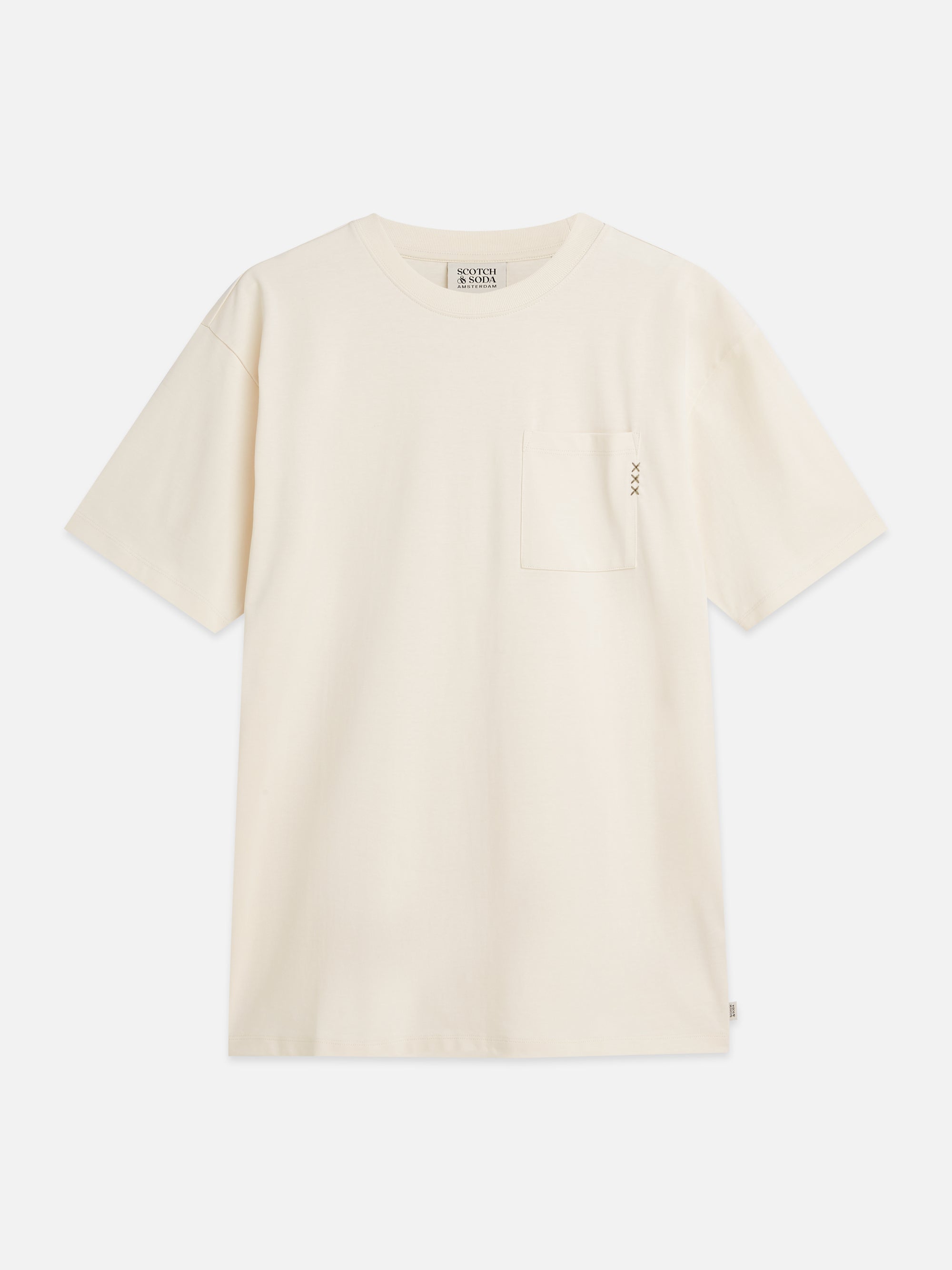 Seasonal Core 3 Crosses Chest Pocket Loose Fit T-Shirt - Eggnog
