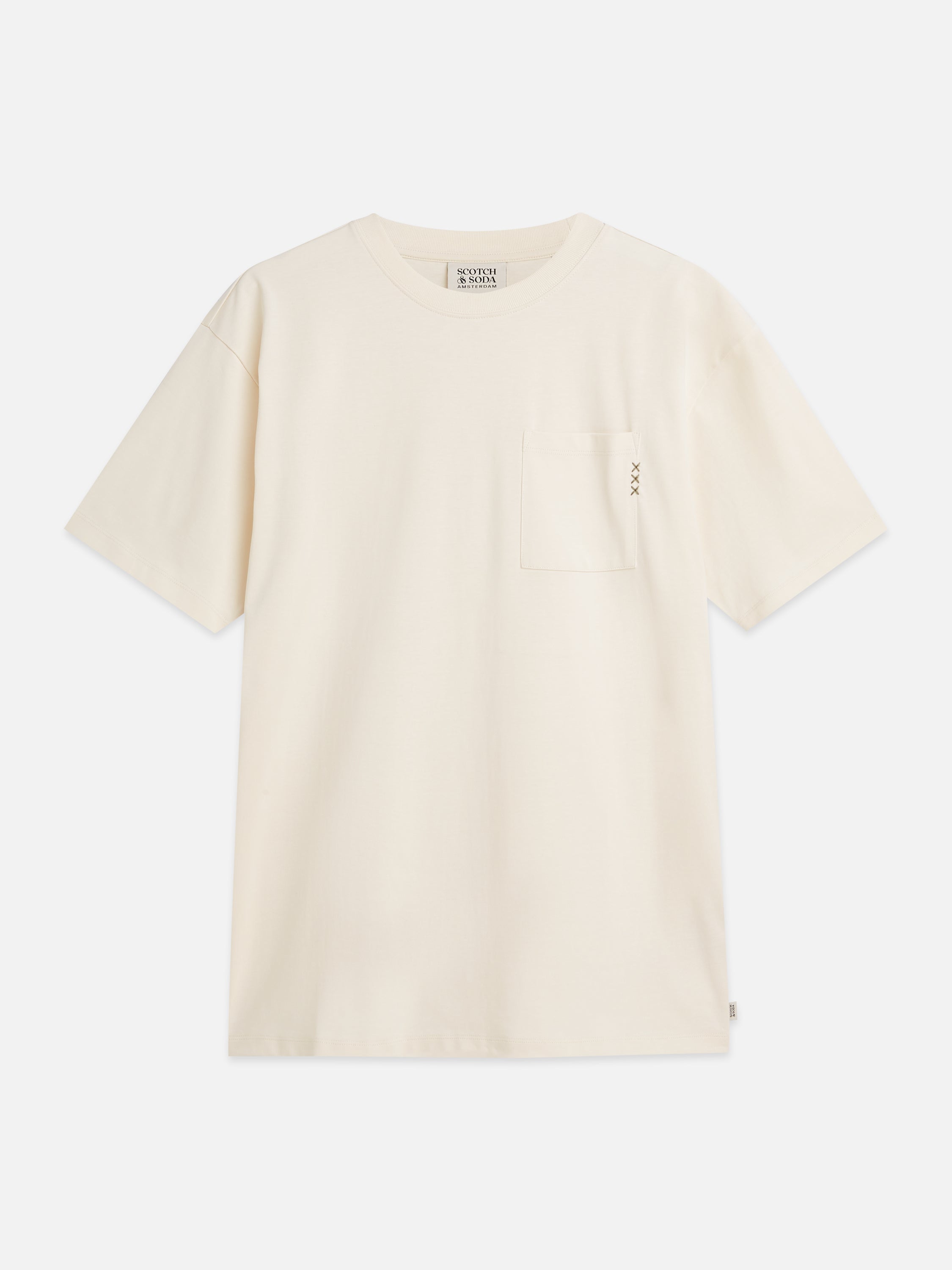Seasonal Core 3 Crosses Chest Pocket Loose Fit T-Shirt - Eggnog