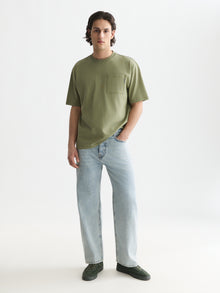 Seasonal Core 3 Crosses Chest Pocket Loose Fit T-Shirt - Oil Green