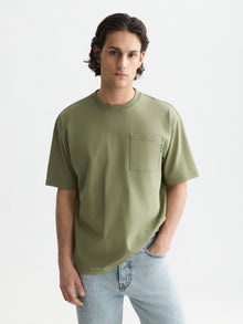 Seasonal Core 3 Crosses Chest Pocket Loose Fit T-Shirt - Oil Green