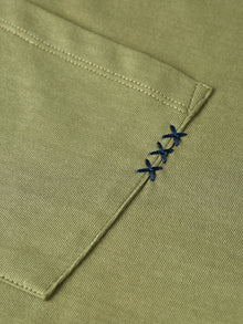 Seasonal Core 3 Crosses Chest Pocket Loose Fit T-Shirt - Oil Green
