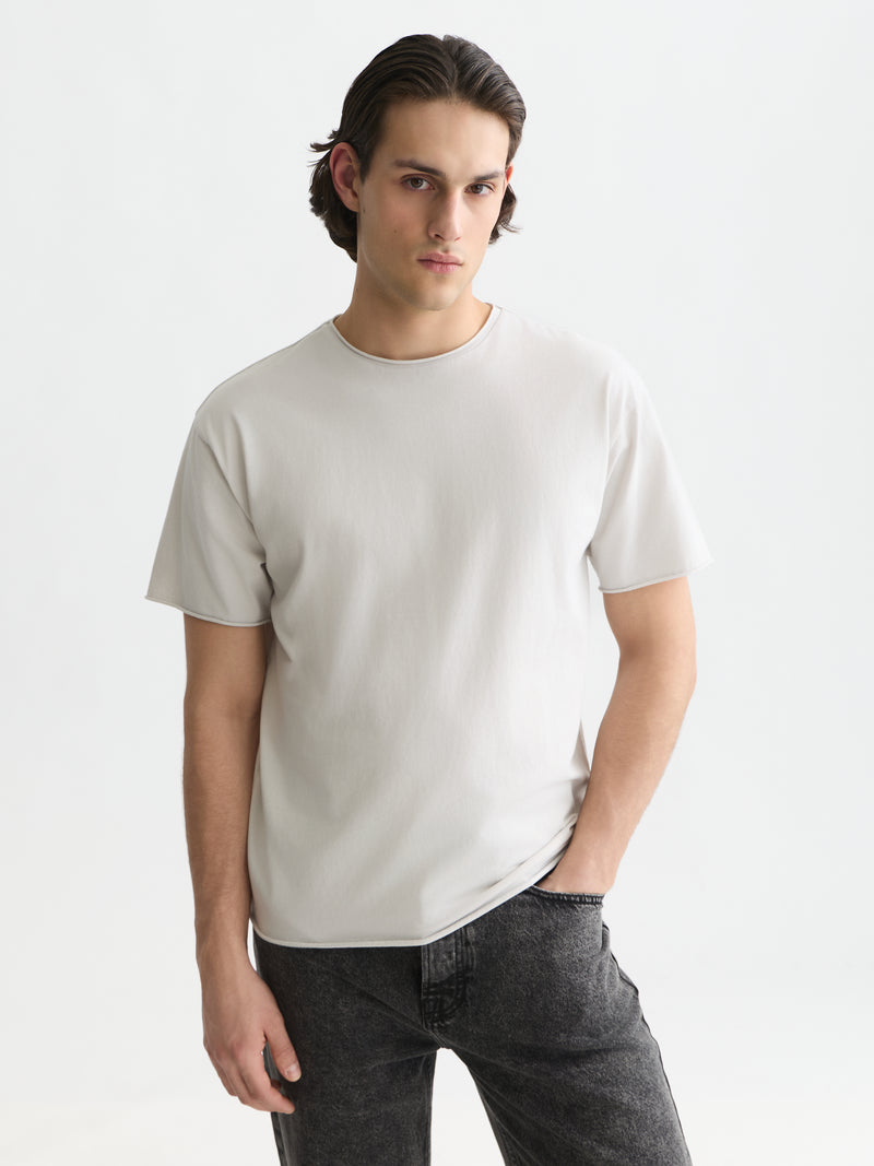 Seasonal Core Raw-Edged Garment-Dyed Relaxed Fit T-Shirt - Grey Dawn