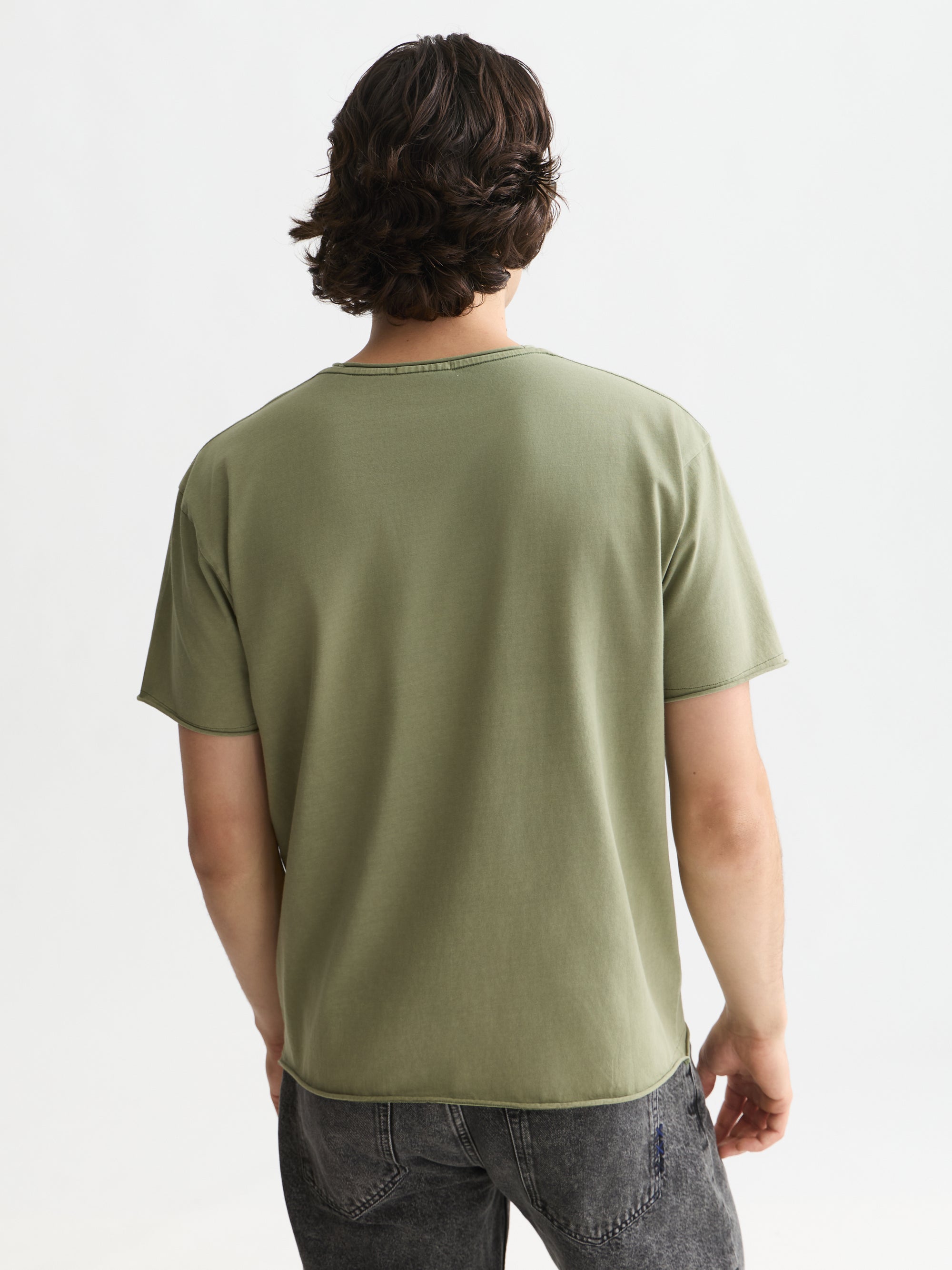 Seasonal Core Raw-Edged Garment-Dyed Relaxed Fit T-Shirt - Oil Green